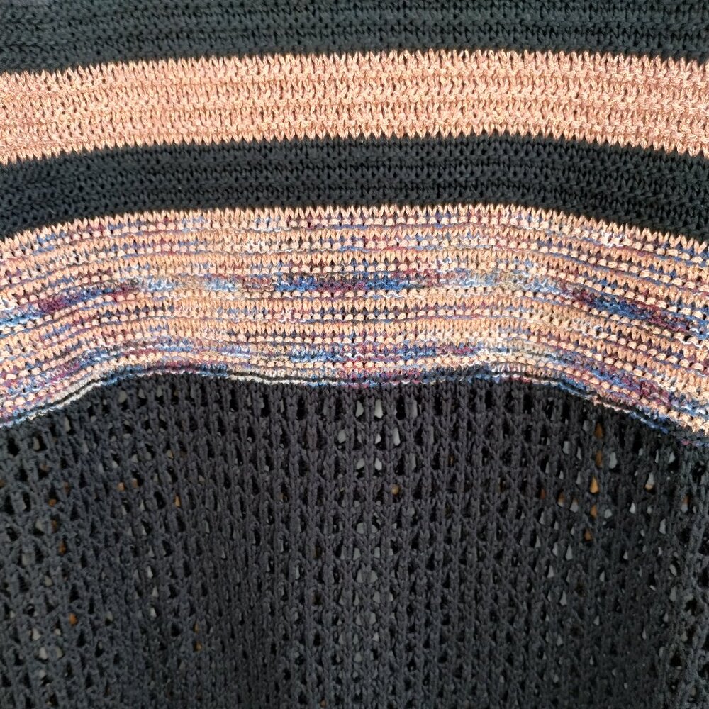 Greige Black with Multicolor Crochet Sweater Size L - Picture 4 of 7
